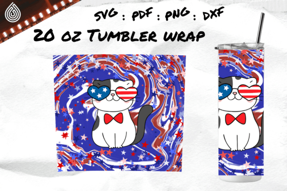 4th of July Cat, 20oz Tumbler