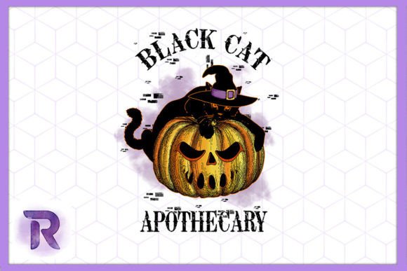 Black Cat Apothecary Halloween PNG