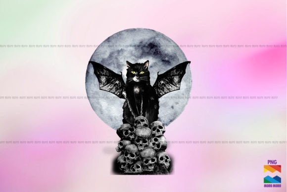 Black Cat Evil with Moon