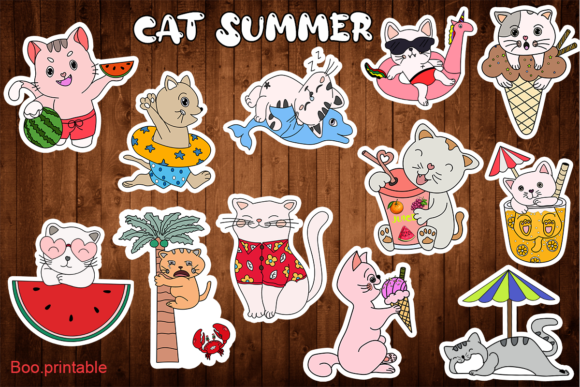 Cat Summer Embroidery Design