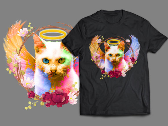Cat Watercolour T Shirt Design