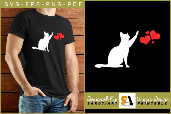 Cat with Valentine Love T-shirt Graphic