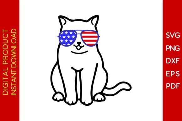Funny Cat Meowica Patriotic 4th of July