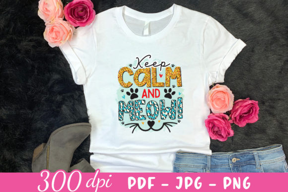 Keep Calm and Meow Cat Sublimation PNG