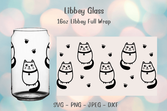 Lucky Cat Libbey Glass Wrap 16 Oz
